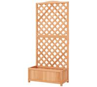 Bac à fleurs - Outsunny - avec treillis - fond à lattes - en bois massif - 76 x 36 x 170 cm - marron