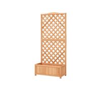 Jardinière avec treillis haut H.170cm - bac à fleurs - fond à lattes - bois sapin pré-huilé Marron