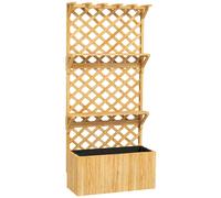 Jardinière Avec Treillis Haut H.177 Cm - 2 Étagères, Support Haut, Inserts Irrigation, Feutre - Bois Sapin Pré-Huilé