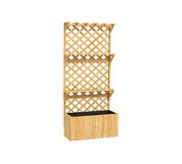 Jardinière avec treillis haut H.177 cm - 2 étagères, support haut, inserts irrigation, feutre - bois sapin pré-huilé