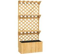 Outsunny Jardinière avec Treillis lit surélevé de Jardin Potager sur Pied en Bois avec étagères, Trous de Drainage et Doublure, bac à Fleurs Pot de Plantes pour Balcon terrasse Patio, Naturel