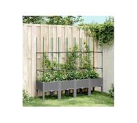 vidaXL Jardinière avec Treillis Gris Clair 160x40x142,5 cm PP
