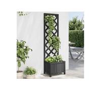 vidaXL Jardinière avec Treillis, Lit Surélevé, Bac à Fleurs, Pot de Plantes, Boîte à Fleurs Jardin Patio Terrasse, Noir Bois 365478