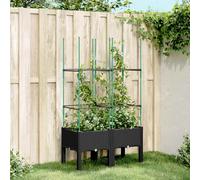 vidaXL Jardinière avec treillis – Lit surélevé, bac à fleurs pour jardin/patio/terrasse – Noir PP