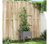 vidaXL Jardinière avec Treillis, Lit Surélevé, Bac à Fleurs, Pot de Plantes, Boîte à Fleurs Jardin Patio Terrasse Extérieur, Gris Clair PP