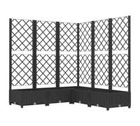 vidaXL Jardinière avec Treillis Lit Surélevé Pot à Plantes Boîte à Fleurs Jardin Patio Entrée Terrasse Extérieur Noir 120x120x121,5 cm PP