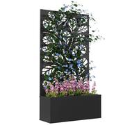 Jardinière avec treillis - Outsunny - pour plantes grimpantes, légumes - en métal - intérieur et extérieur - 61 x 23 x 113 cm - noir