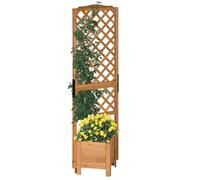 Outsunny Jardinière carrée avec treillis sur pieds – Bois sapin pré-huilé – 54,5×52×180 cm – Marron