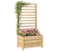 Jardinière avec treillis - Outsunny - trou de drainage et doublure intérieure - bois - 60 x 39 x 120 cm - bois naturel