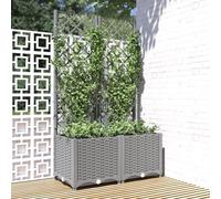 Jardinière avec Treillis Pot de Fleurs Extérieur Gris Clair Polypropylène vidaXL
