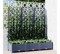 Jardinière avec Treillis Pot de Fleurs Extérieur Gris Clair Polypropylène vidaXL