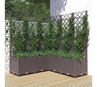 Jardinière avec Treillis Pot de Fleurs Extérieur Gris Clair Polypropylène vidaXL