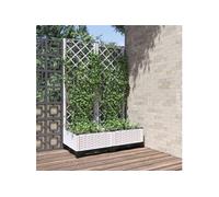 vidaXL Jardinière avec Treillis, Pot de Fleurs, Lit Surélevé de Jardin, Boîte de Plantation, Bac à Plante Patio Extérieur, Blanc 80x40x121,5 cm PP