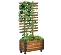 Jardinière Avec Treillis Roulettes Métal Sapin Traité Carbonisation