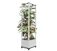 Jardinière avec treillis, support pour plantes grimpantes, lit de jardin surélevé autonome avec trou de drainage pour terrasse et balcon, conception à haute capacité de charge