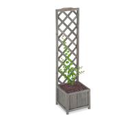 Relaxdays Jardinière avec Treillis Espalier Tuteur Plantes grimpantes bac à Fleurs Bois Vigne Lierre 25L, 147cm, Gris