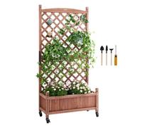 Jardinière Avec Treillis,Vevor-75x33x156 Cm Lit De Jardin Surélevée En Bois Autoportant Bac À Fleur D'extérieur Avec Trous Multicolore