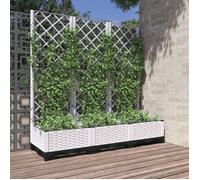 Jardinière avec treillis - vidaXL - 120x40x121,5 cm - Blanc - Polypropylène - Support pour plantes grimpantes
