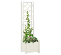 vidaXL Jardinière avec treillis 43x43x142 cm Polypropylène Blanc – Résistante au gel et aux UV