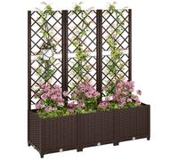 Outsunny Jardinière avec Treillis, lit surélevé de Jardin, jardinière extérieure avec 8 Trous de Drainage, réservoirs d'eau, bac à Fleurs pour Balcon terrasse Patio, 120 x 40 x 135 cm, Marron