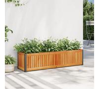Jardinière 110x30x27,5 cm bois massif d'acacia et acier, jardinière d'extérieur, bac à fleurs, bac à pommes de terre, jardinière de terrasse