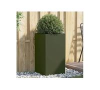 Vidaxl Jardinière Vert Olive 42x38x75 Cm Acier Laminé À Froid