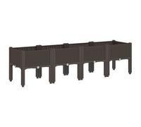 Jardinière bac lit surélevé plantes fleurs terrasse 160 x 40 x 42 cm marron