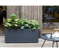 EDA - Jardinière Basalt 98 L - Décor Imitation Béton - Double Paroi - Zone de Rétention d'eau - 99,5 x 39,5 x H.43,5 cm - Gris Anthracite