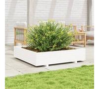 Vidaxl Jardinière Blanc 110x110x26,5 Cm Bois De Pin Massif