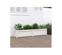 Jardinière blanc 150x31x31 cm bois massif de pin