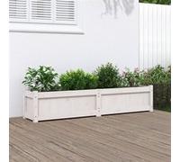 vidaXL Jardinière en bois massif de pin 150 x 31 x 31 cm blanc