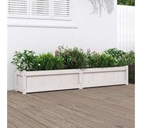 Jardinière blanc 180x31x31 cm bois de pin massif Blanc G