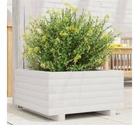 Vidaxl Jardinière Blanc 50x50x26,5 Cm Bois De Pin Massif