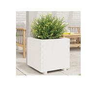 Vidaxl Jardinière Blanc 50x50x49,5 Cm Bois De Pin Massif