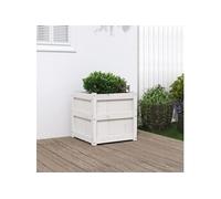 Jardinière blanc 50x50x50 cm bois de pin massif