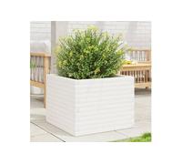 Jardinière blanc 60x60x46 cm bois de pin massif