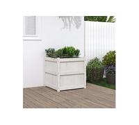 vidaXL Jardinière d'Extérieur, Lit Surélevé, Bac à Fleurs, Pot de Plantes, Boîte à Fleurs Jardin Patio Terrasse Balcon, Blanc Bois de Pin Massif
