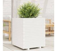 Vidaxl Jardinière Blanc 60x60x72 Cm Bois De Pin Massif