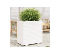 Vidaxl Jardinière Blanc 70x40x72,5 Cm Bois De Pin Massif