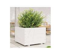 vidaXL Jardinière blanc 70x70x49,5 cm bois de pin massif, jardinière d'extérieur, bac à fleurs, bac à tomates, jardinière de terrasse