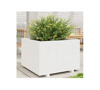 Jardinière blanc 70x70x49,5 cm bois de pin massif, jardinière d'extérieur, bac à fleurs, boîte à plantes, jardinière 847364