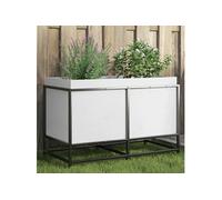 vidaXL Jardinière, Pot de Fleurs Rectangulaire, Bac à Plantes pour Légumes Jardin Patio Terrasse Extérieur, Blanc Bois de Pin Massif