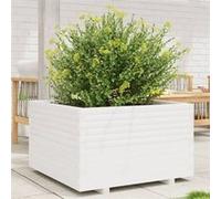 Vidaxl Jardinière Blanc 80x80x49,5 Cm Bois De Pin Massif