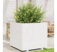 Jardinière blanc 80x80x72 cm bois de pin massif