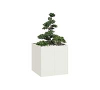 vidaXL Jardinière Blanc 80x80x80 cm Acier, Pot de Fleurs, Support de Plantes, lit surélevé, Support de jardinière, bac à Plantes, jardinière de Jardin