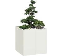 vidaXL Jardinière Blanc 80x80x80 cm Acier, Pot de Fleurs, Support de Plantes, lit surélevé, Support de jardinière, bac à Plantes, jardinière de Jardin
