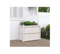 Jardinière blanc 90x50x70 cm bois de pin massif