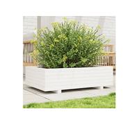 Jardinière blanc 90x60x26,5 cm bois de pin massif, jardinière d'extérieur, bac à fleurs, boîte à plantes, jardinière 847344