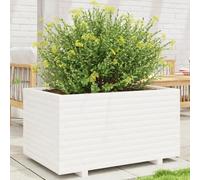Jardinière Blanc 90x60x49,5 Cm Bois De Pin Massif