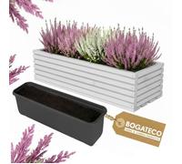 Jardinière - BOGATECO - 44x20x14,5 cm - Beige clair - Bois, insert plastique - Pour balcon